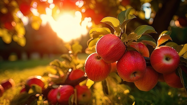 Meleto giornata di sole raccolto di mele generazione AI