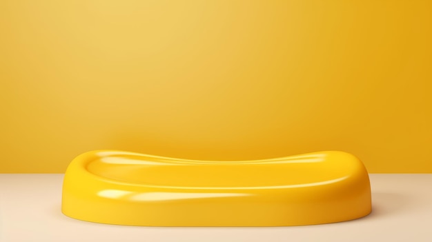 Melma gialla Podio del prodotto minimalista astratto La scena per la presentazione del prodotto Stanza 3D con piattaforma geometrica Piedistallo del palco Mockup del podio generato da Ai per la pubblicità di un prodotto