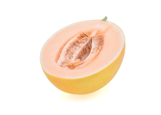 Melone cantalupo su bianco