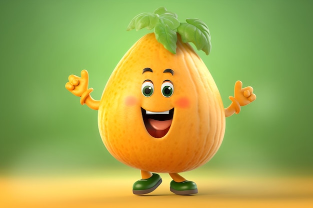 Melone frutto simpatico personaggio allegro e divertente