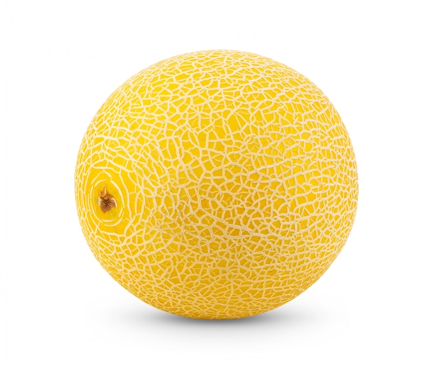 Melone giallo del melone sul tavolo bianco.