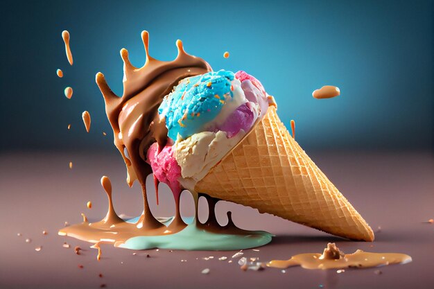 Melting ice cream conegenerative ai