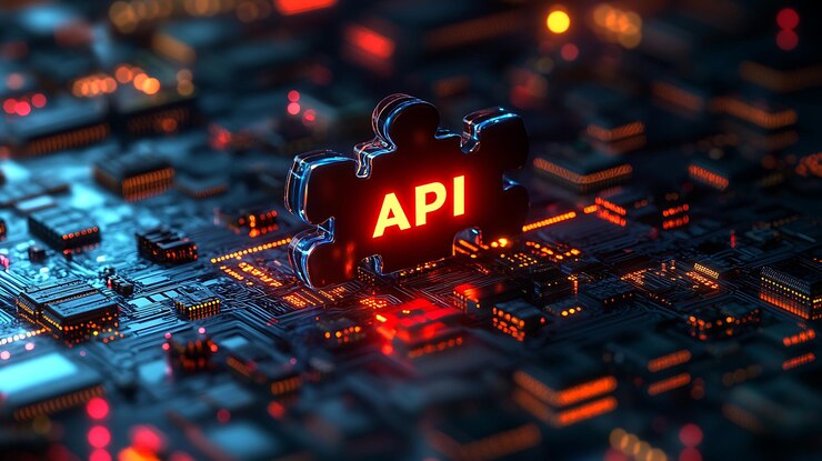 Photo membuka potensi digital dengan puzzle api yang cemerlang pada papan sirkuit kompleks