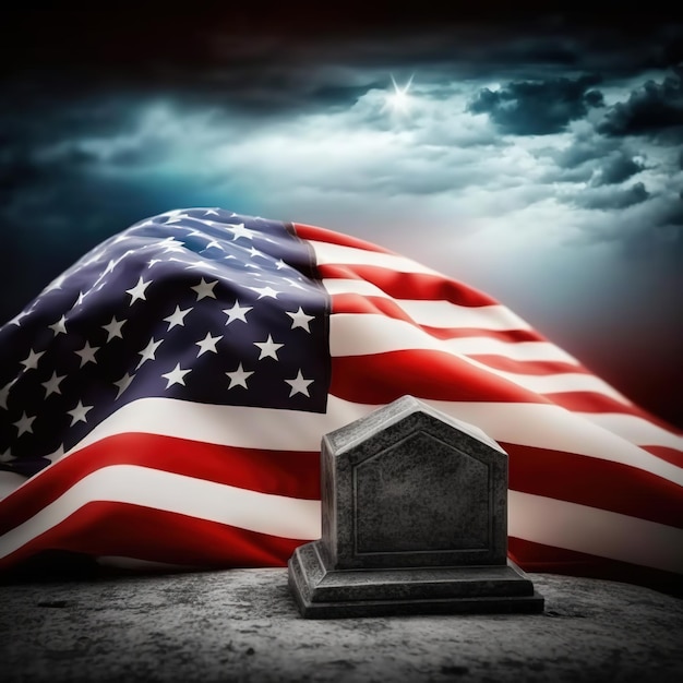 Memorial Day sullo sfondo della bandiera americana Sventolando la bandiera degli Stati Uniti d'America
