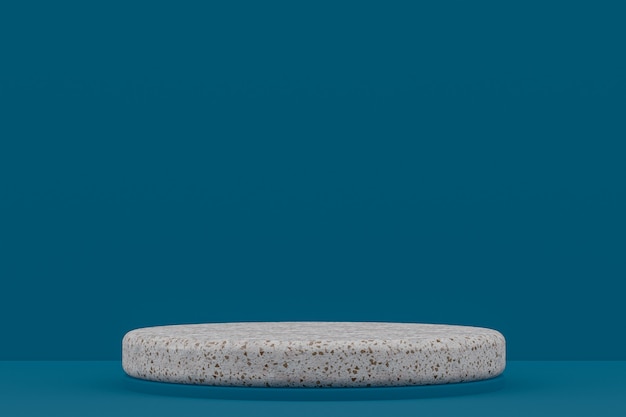 Mensola del podio in marmo o supporto del prodotto vuoto in stile minimal su blu scuro per la presentazione del prodotto cosmetico.