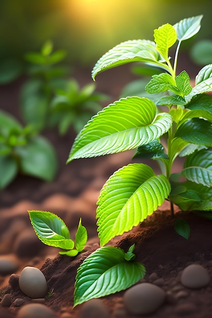 Menta piperita verde menta verde biologica fresca sullo sfondo del giardino Pianta erboristica a foglia di melissa