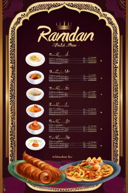 Menu alimentare speciale per il Ramadan Ifter menu card