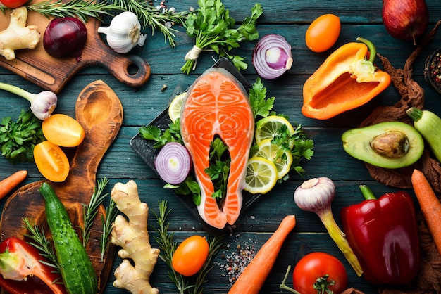 Menù cibo sano pesce carne verdura e frutta Menù dietetico