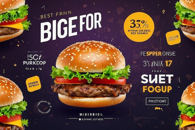 Menu di fast food social media marketing web banner modello di progettazione