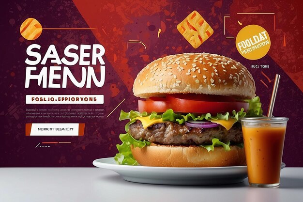 Menu di fast food social media marketing web banner modello di progettazione