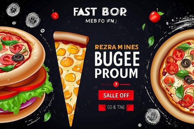 Menu di fast food social media marketing web banner modello di progettazione