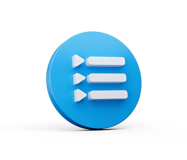 Menu UI Design icon 3d isolato su sfondo bianco Icona di notifica Web Design a forma rotonda blu