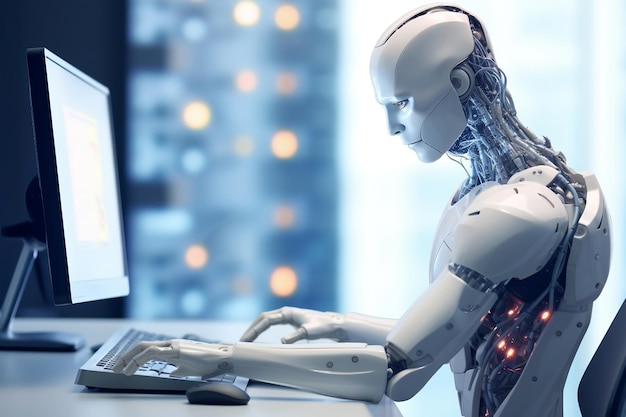 Meraviglia cibernetica Un robot AI futuristico realizzato dall'intelligenza artificiale generativa