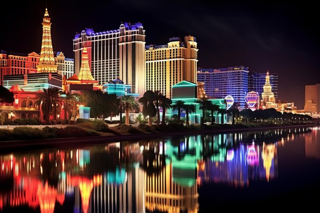 Meraviglie luminose Alberghi e casinò incantevoli sulla striscia di neon del Nevada, negli Stati Uniti