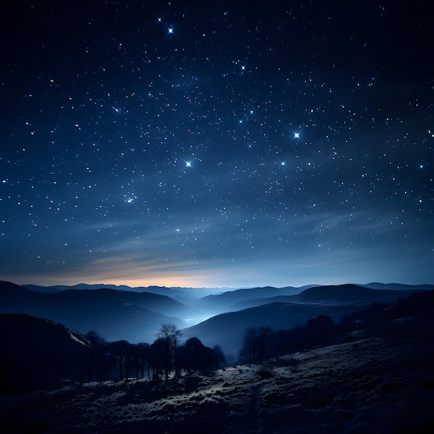 Meravigliosa notte blu con la luminosa via lattea e la galassia Bellissime molte stelle di notte e lo spazio Chiaro