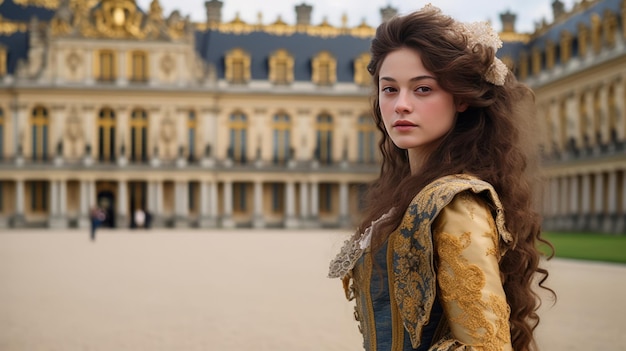 Meravigliosa reggia barocca francese di Versailles in Europa con sorgenti termali e giardini decorati con arte
