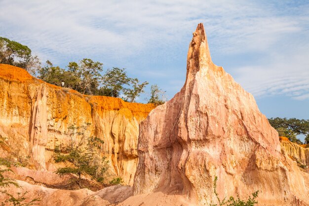 Meravigliosi colori arancioni al tramonto nel Marafa Canyon - detto anche The Hell's Kitchen. Regione di Malindi, Kenya