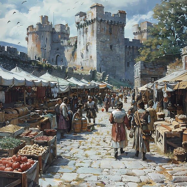 Mercato al castello medievale Royalty Free Stock Image