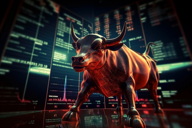 Mercato azionario bull market trading con fondo grafico azionario di investimento Azioni finanziarie ed economiche