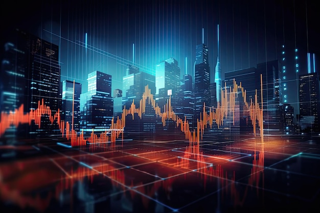Mercato azionario forex finanza business trading grafico infografica banner futuristico sfondo AIxA generativa