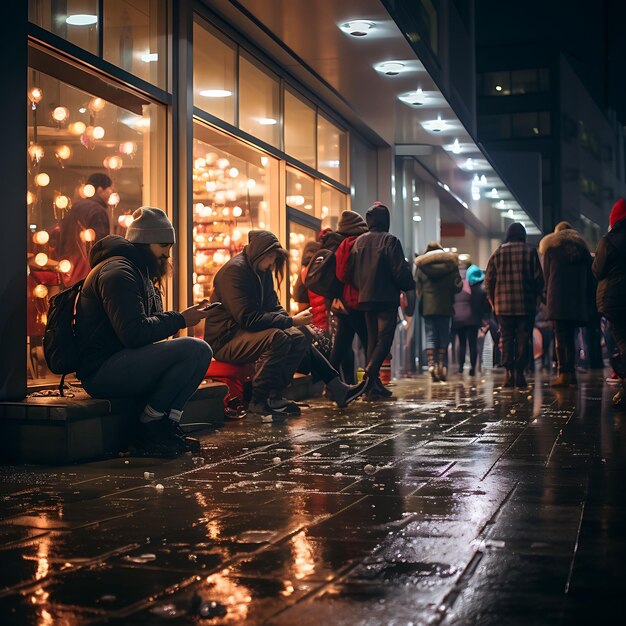 Mercato del Black Friday nei negozi al dettaglio Raccolta di fotografie che catturano le folle caotiche