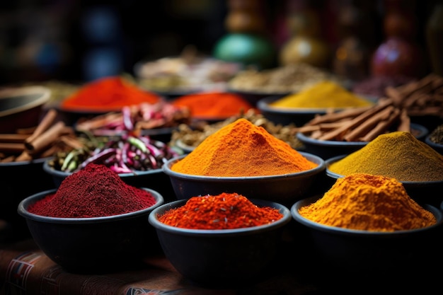 Mercato delle spezie colorato in Asia fotografia lucida