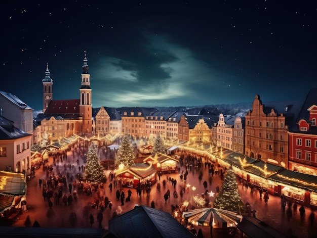 Mercato di Natale di notte