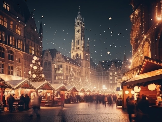 Mercato di Natale di notte