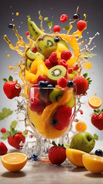 Mescolare frutta con spruzzo d'acqua