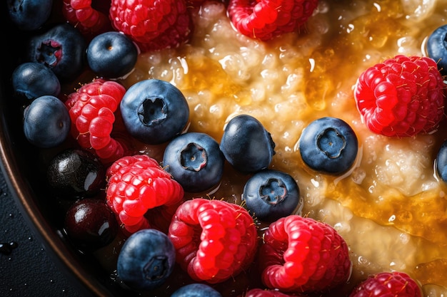 Mescolare il porridge di frutti di bosco con il miele