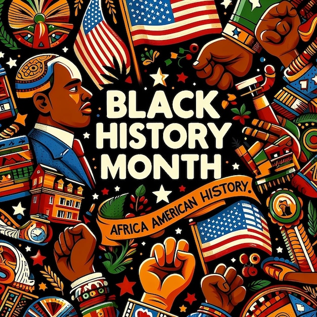 Mese della storia nera, poster di storia afroamericana per Instagram e social media