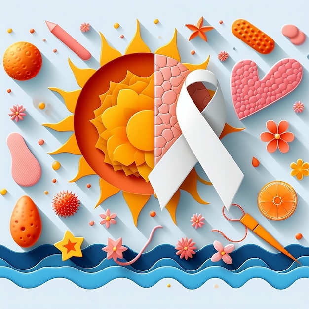 Mese di sensibilizzazione sul melanoma e sul cancro della pelle Illustrazione di progettazione vettoriale per lo sfondo del cancro mondiale
