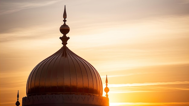 Messa a fuoco dettagliata Cupola della moschea Crescent Moon Genera AI