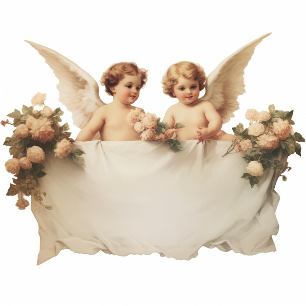 Messaggi divini Cherub Angeli con segno bianco