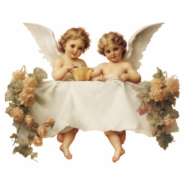 Messaggi divini Cherub Angeli con segno bianco