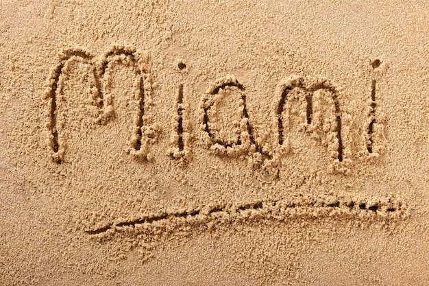 Messaggio del segno della sabbia di Miami Beach