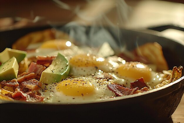 Messico con chipotle chilaquiles una colazione piccante e saporita che contiene un po' di goodne affumicato