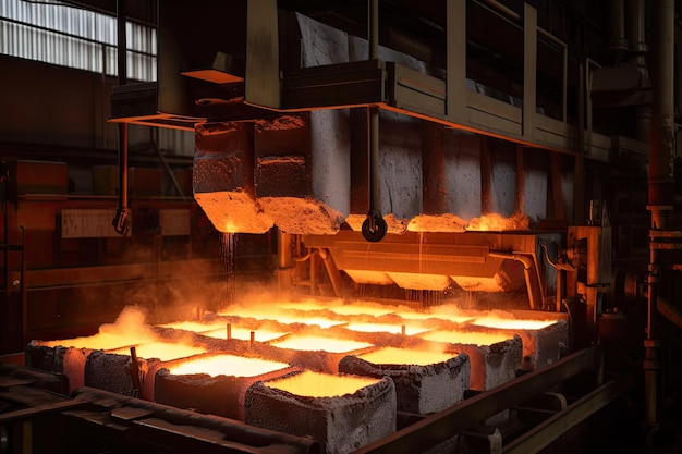 Metalli riscaldati in un forno per la lavorazione