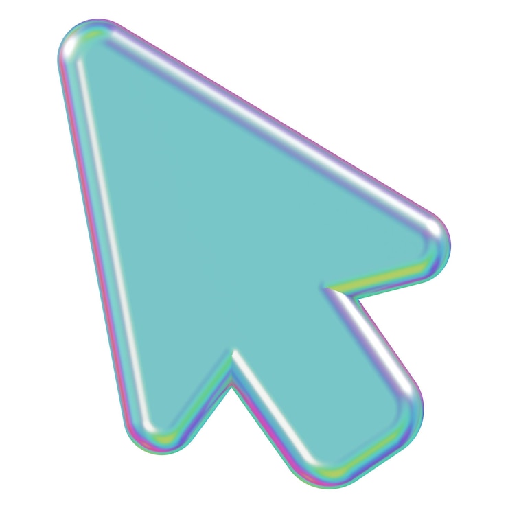 Photo metallic arrow png 3d cursor icon transparent background