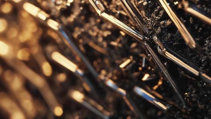 Foto metallo ferromagnetico nero di primo piano