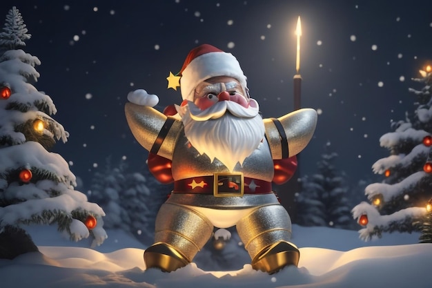 metallo natale babbo natale illuminazione stella biancaneve 8k