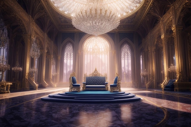 Metaverse Crystal Palace Sala del Trono Fantasy Royalty