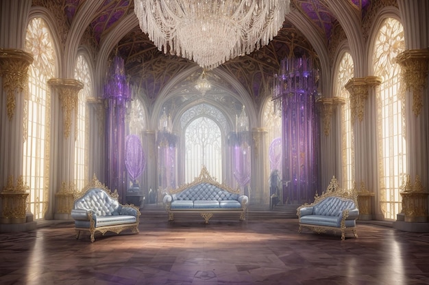 Metaverse Crystal Palace Sala del Trono Fantasy Royalty