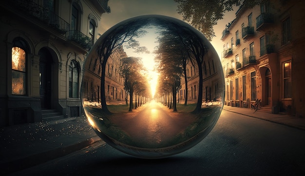 Metaverse nel mondo virtuale Viaggiare con la tecnologia moderna La palla di vetro è una finestra verso un'altra