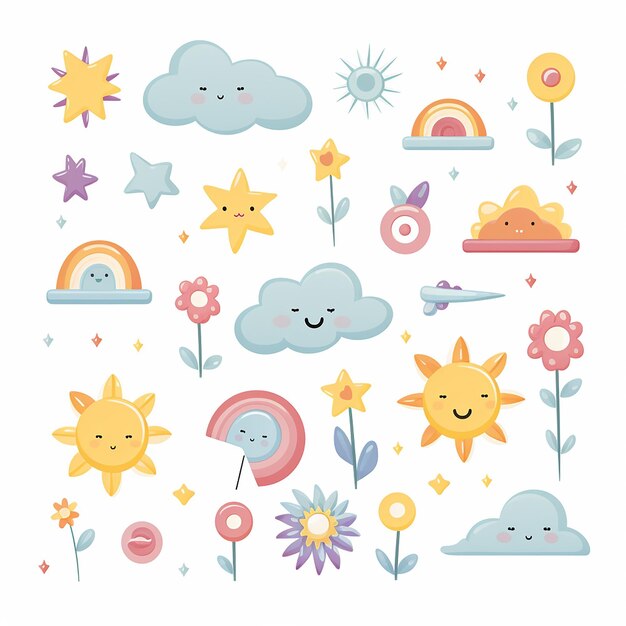 Meteo pastello capriccioso carino decorazione colorata clip art