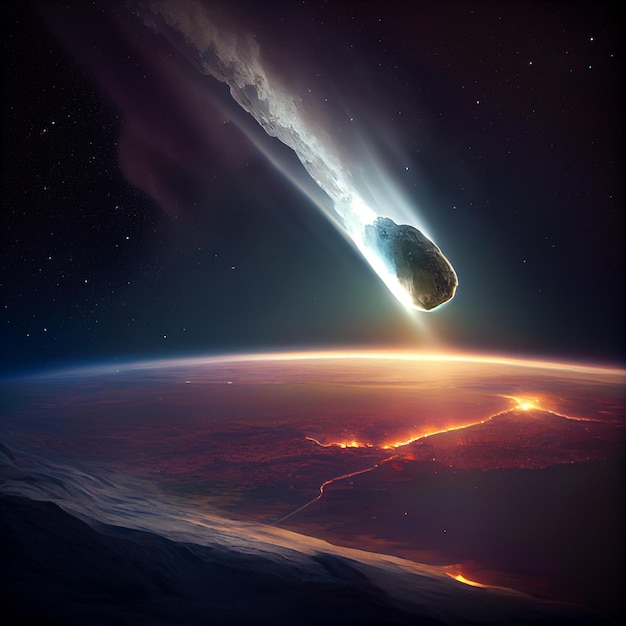 Meteor Falling Comet Armageddon Devastante Meteorite Abstract Generative AI Illustrazione