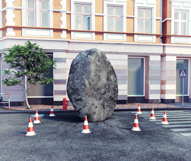 Meteorite l su una strada cittadina