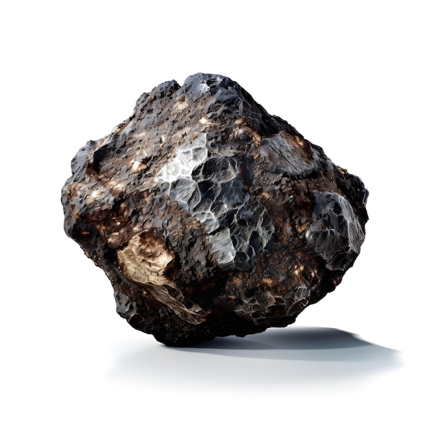 Meteorite nero su sfondo bianco ai generativo