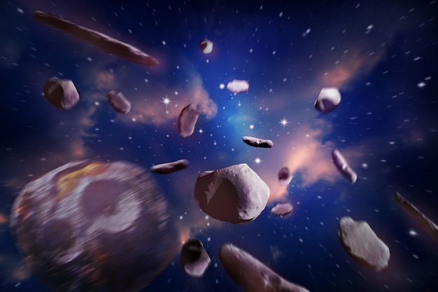 Meteoriti nello spazio del fondo del cielo notturno