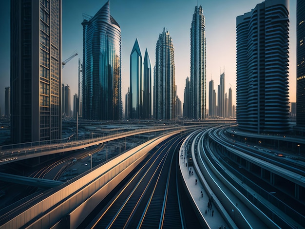 Metropolitana tra i grattacieli generati dall'intelligenza artificiale